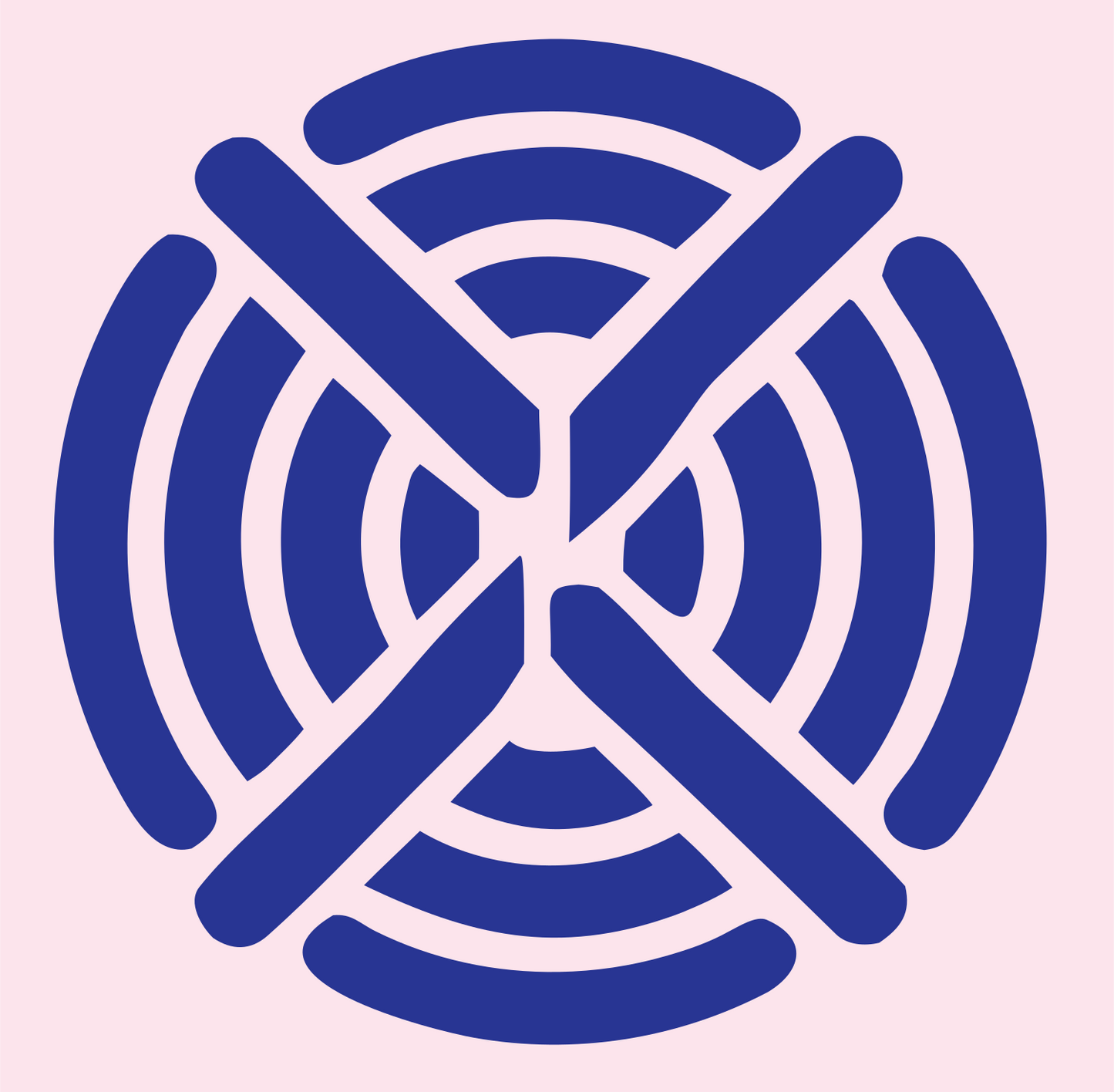 Bold Pretzel Signal Crest #fce4ec/#283593
