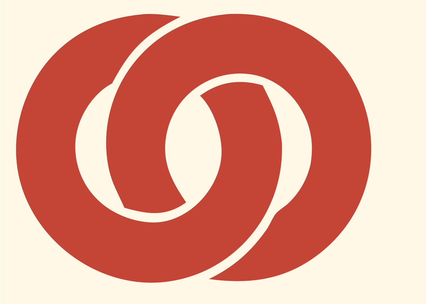 Linked Rings Pretzel Crest #fff8e7/#c44536