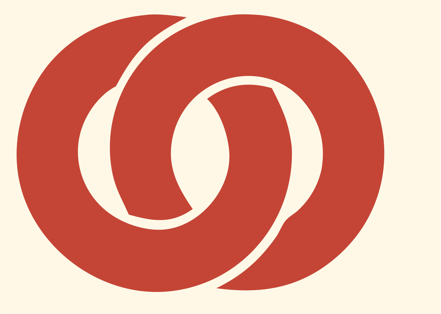 Linked Rings Pretzel Crest #fff8e7/#c44536