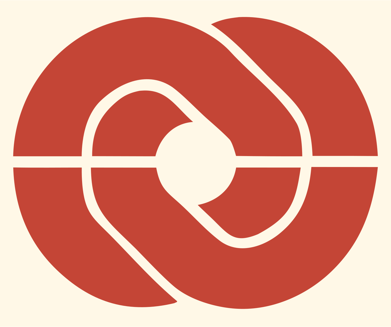 Bold Pretzel Loop Mark #fff8e7/#c44536