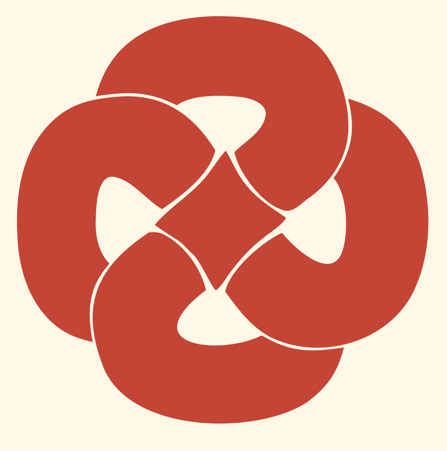 Four-Loop Pretzel Knot Mark #fff8e7/#c44536