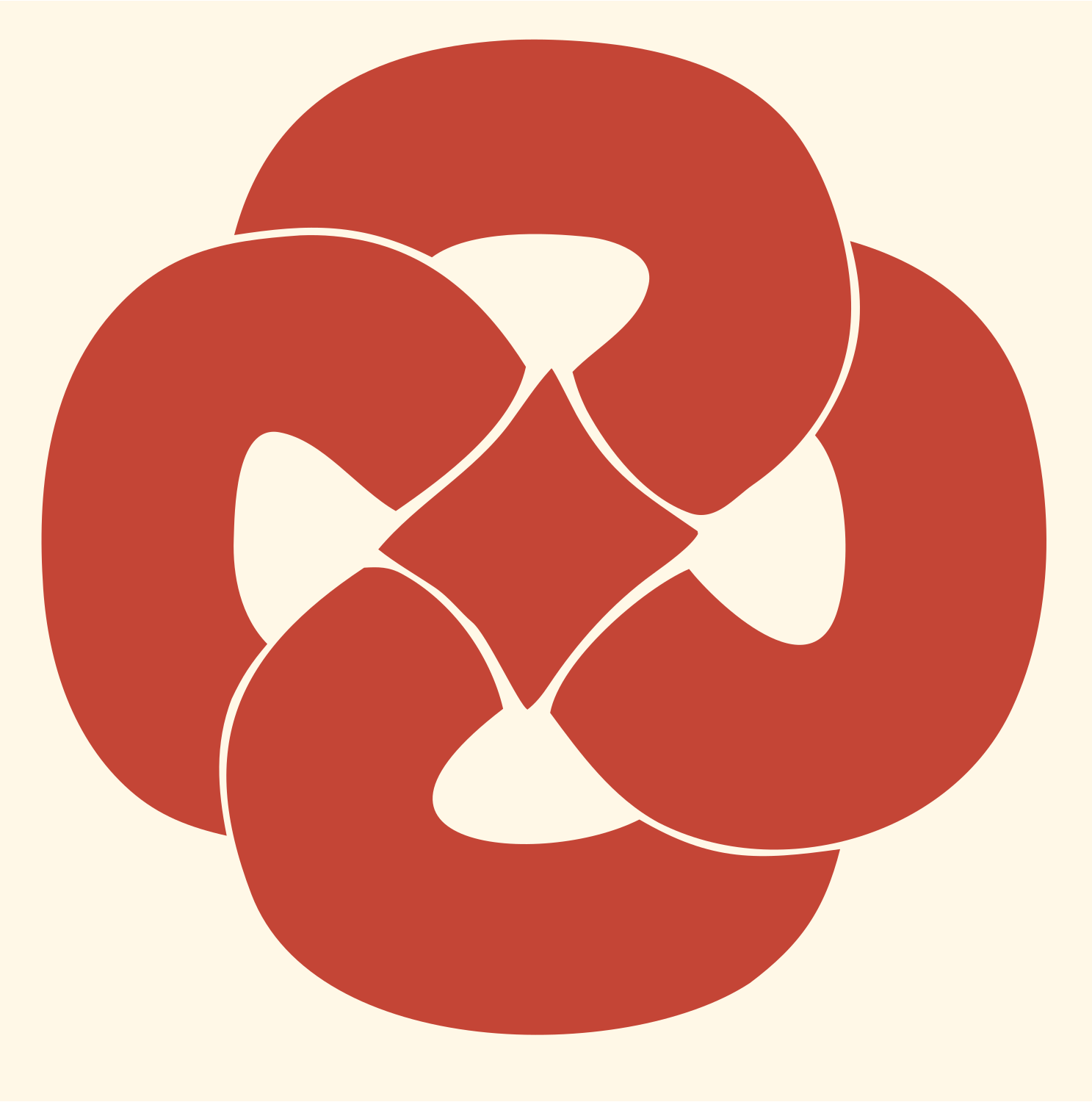 Four-Loop Pretzel Knot Mark #fff8e7/#c44536