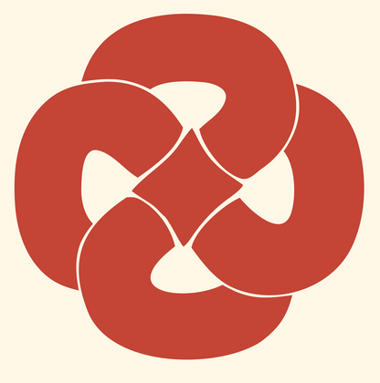 Four-Loop Pretzel Knot Mark #fff8e7/#c44536