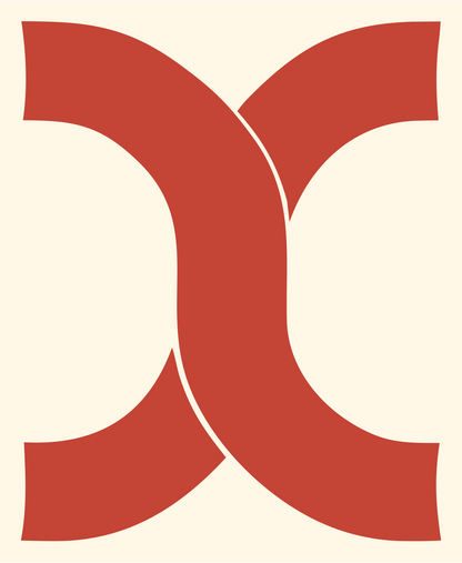 Mirrored Pretzel Curve Mark #fff8e7/#c44536