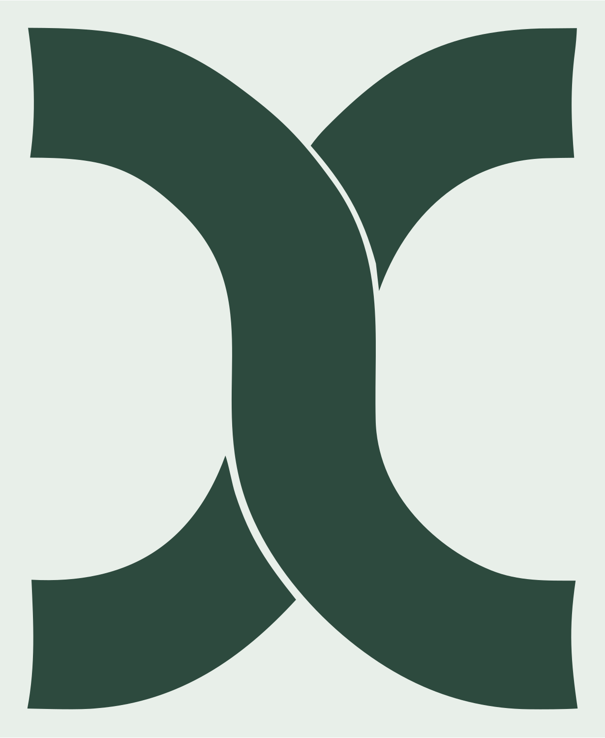 Mirrored Pretzel Curve Mark #e8efe9/#2d4a3e