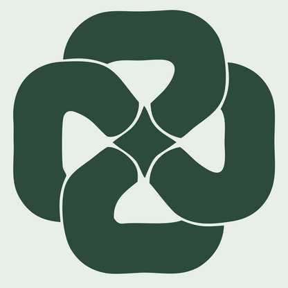 Rotational Pretzel Twist Badge #e8efe9/#2d4a3e