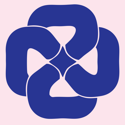 Rotational Pretzel Twist Badge #fce4ec/#283593