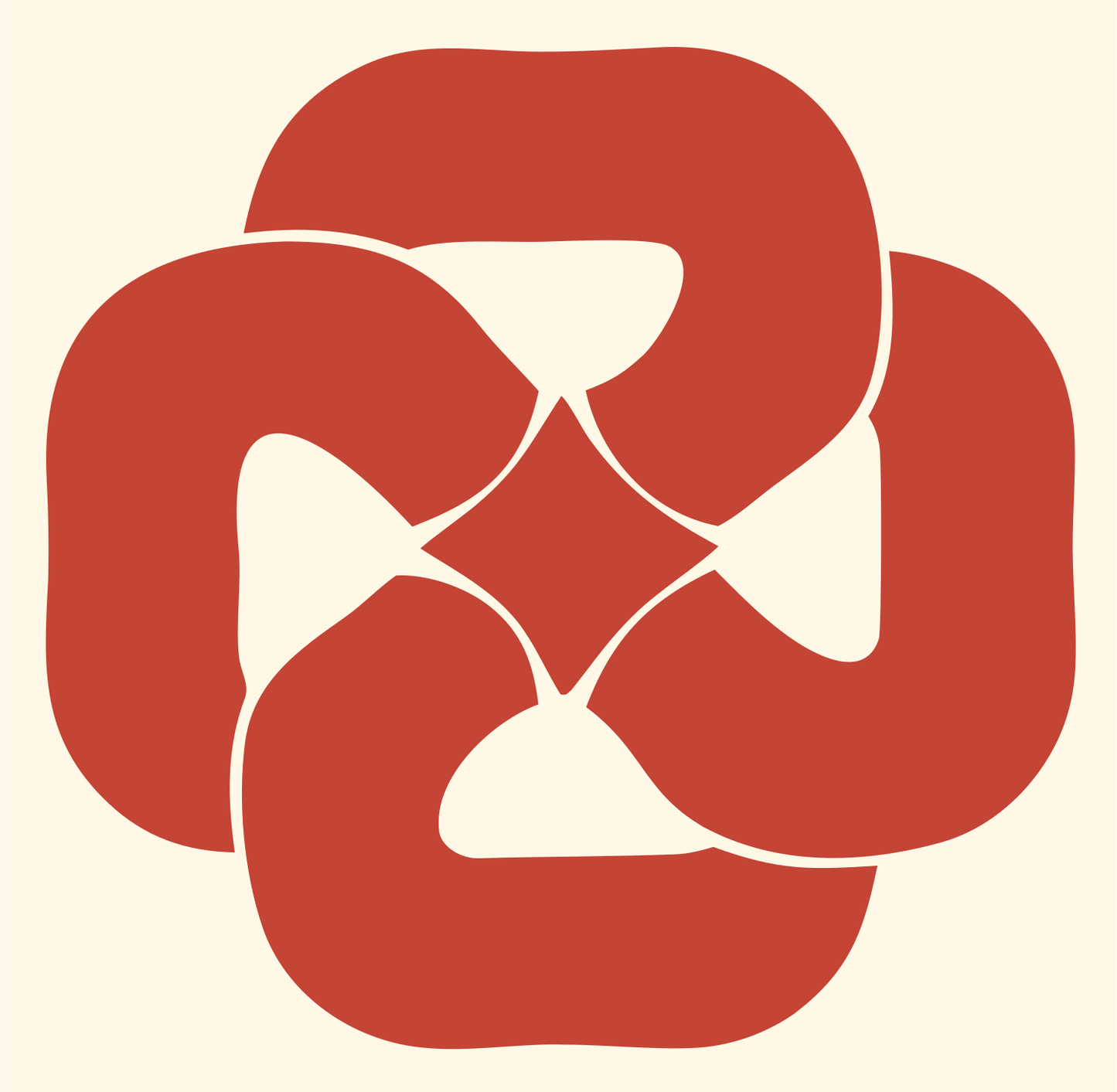 Negative Space Pretzel Rosette Mark #fff8e7/#c44536