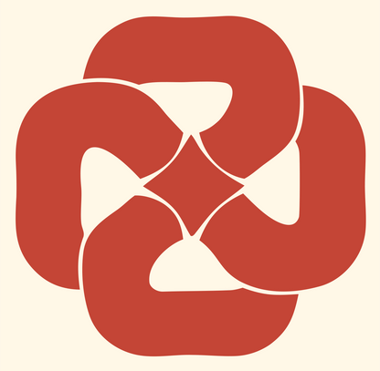 Negative Space Pretzel Rosette Mark #fff8e7/#c44536