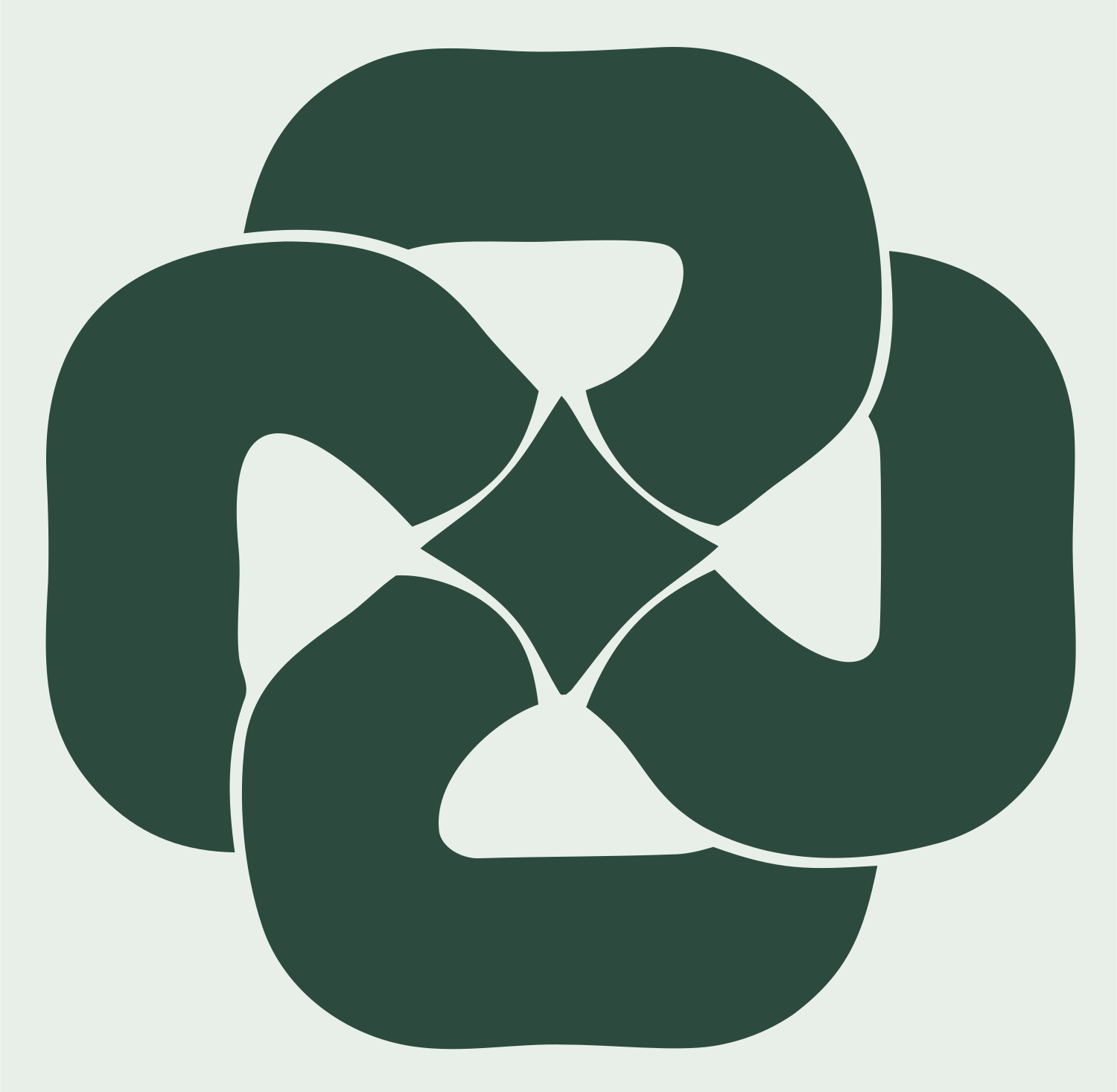 Negative Space Pretzel Rosette Mark #e8efe9/#2d4a3e