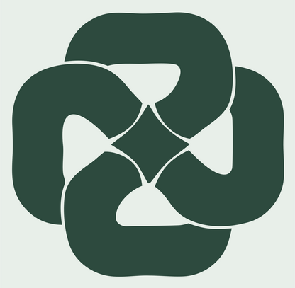 Negative Space Pretzel Rosette Mark #e8efe9/#2d4a3e