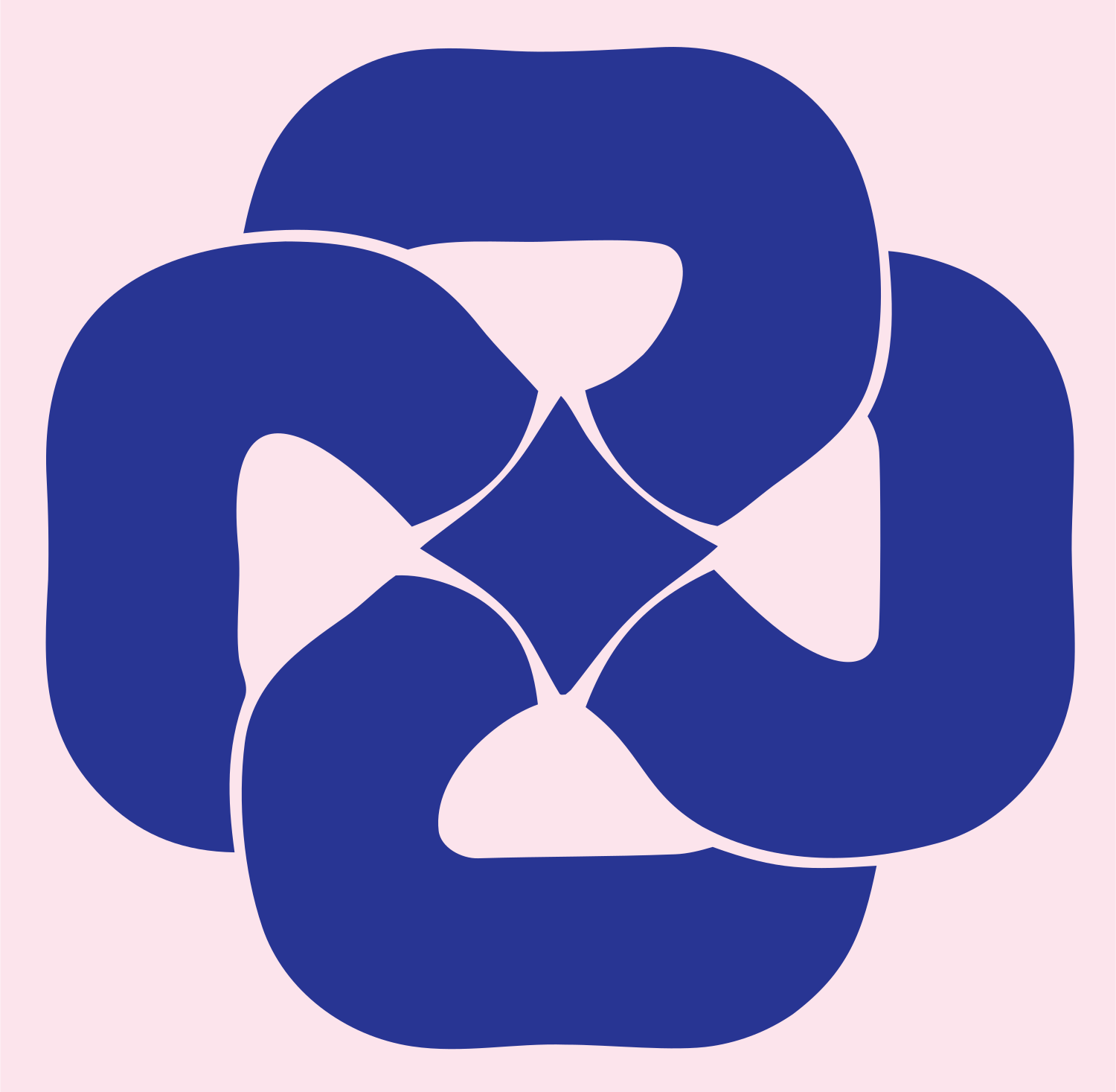 Negative Space Pretzel Rosette Mark #fce4ec/#283593