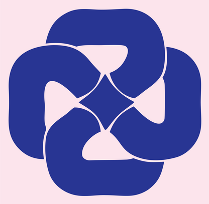 Negative Space Pretzel Rosette Mark #fce4ec/#283593