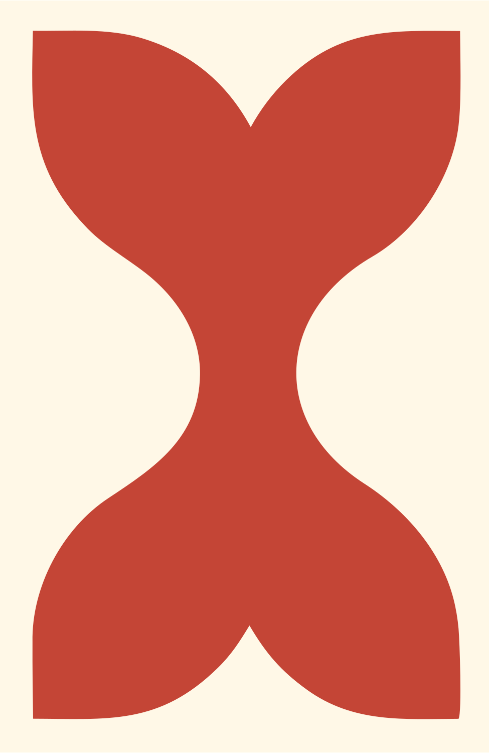 Pretzel Bowtie Silhouette Badge #fff8e7/#c44536