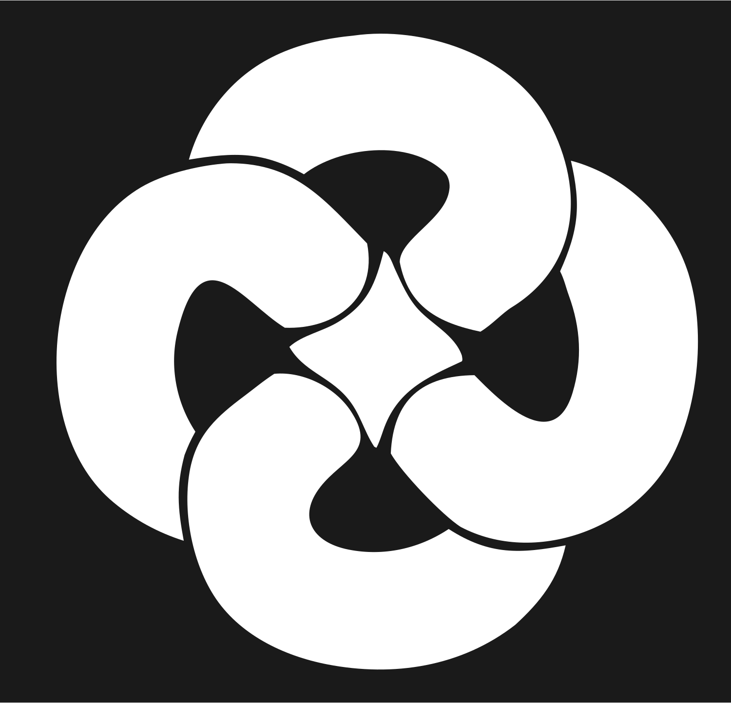Threefold Pretzel Rotation Emblem #1a1a1a/#ffffff