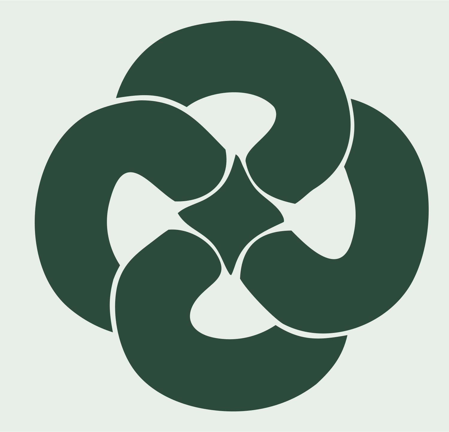 Threefold Pretzel Rotation Emblem #e8efe9/#2d4a3e