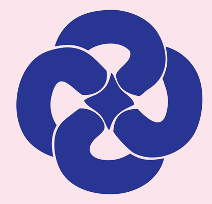 Threefold Pretzel Rotation Emblem #fce4ec/#283593