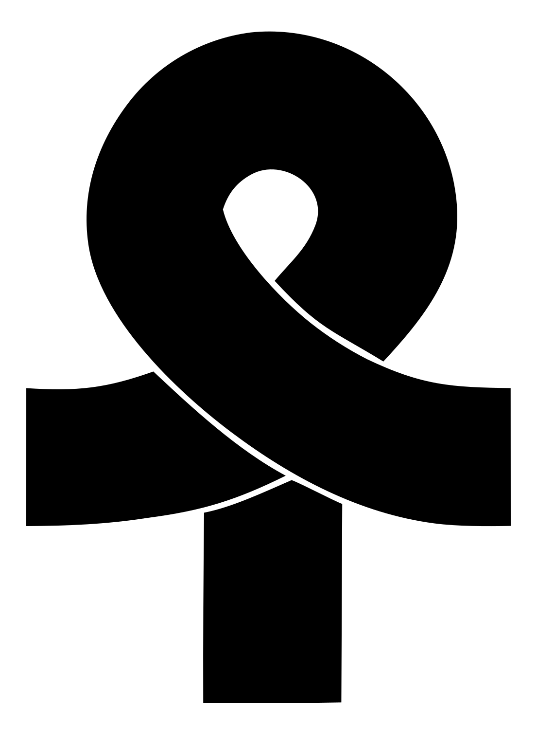 Ankh Ribbon Cross Mark #ffffff/#000000