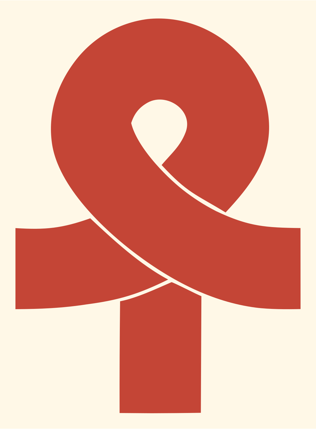 Ankh Ribbon Cross Mark #fff8e7/#c44536