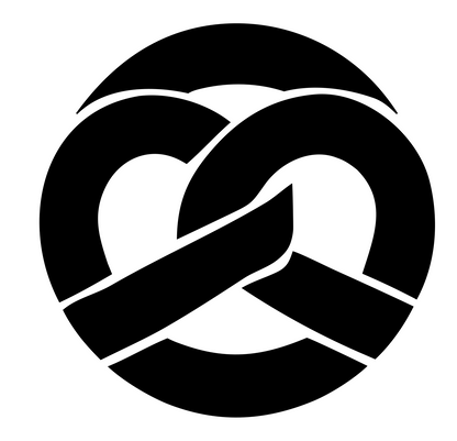 Negative Space Pretzel Circle Badge #ffffff/#000000