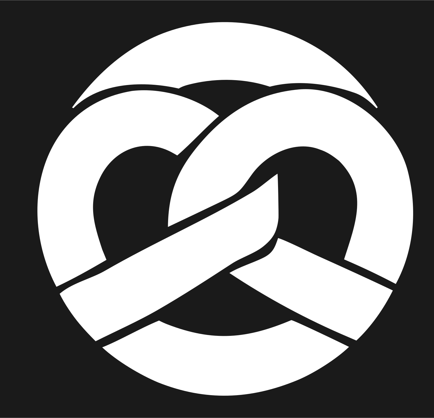 Negative Space Pretzel Circle Badge #1a1a1a/#ffffff