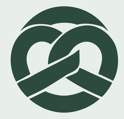 Negative Space Pretzel Circle Badge #e8efe9/#2d4a3e