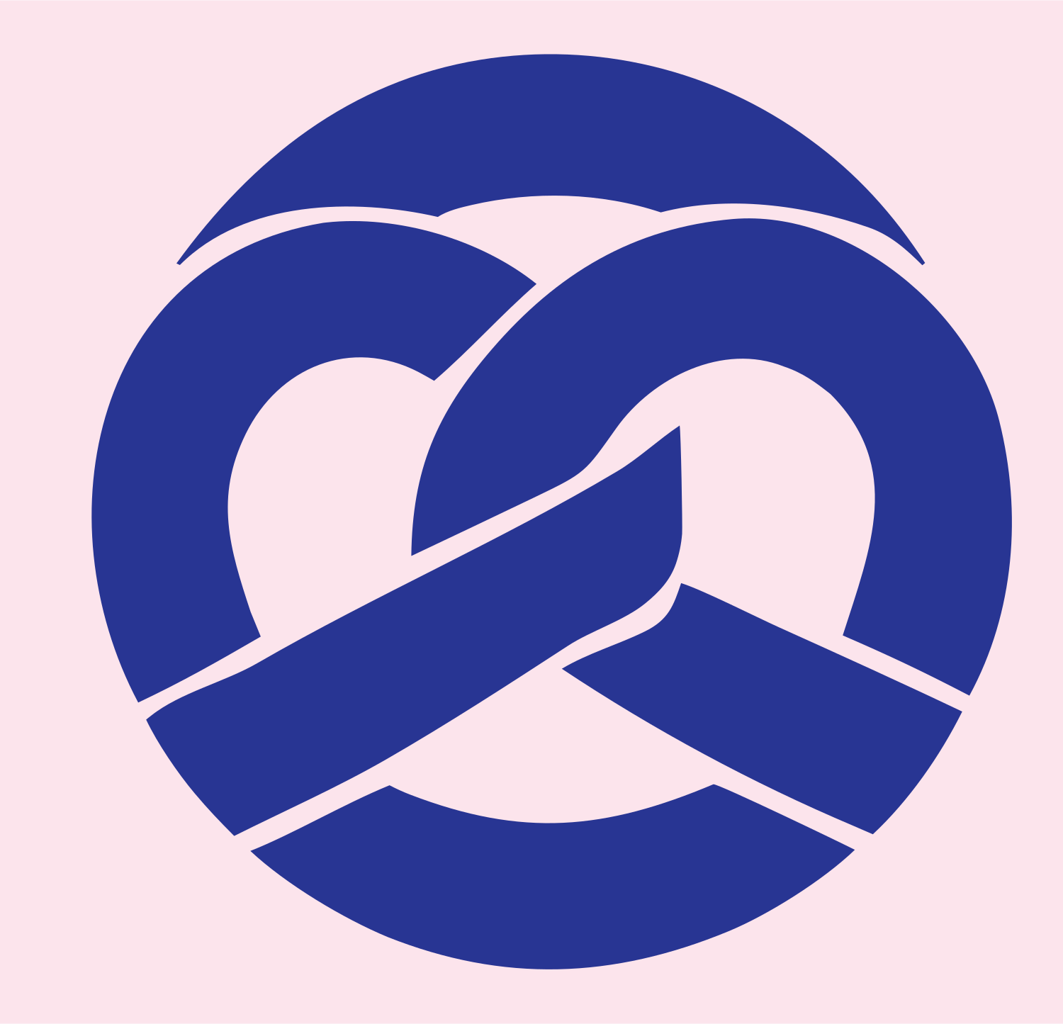 Negative Space Pretzel Circle Badge #fce4ec/#283593