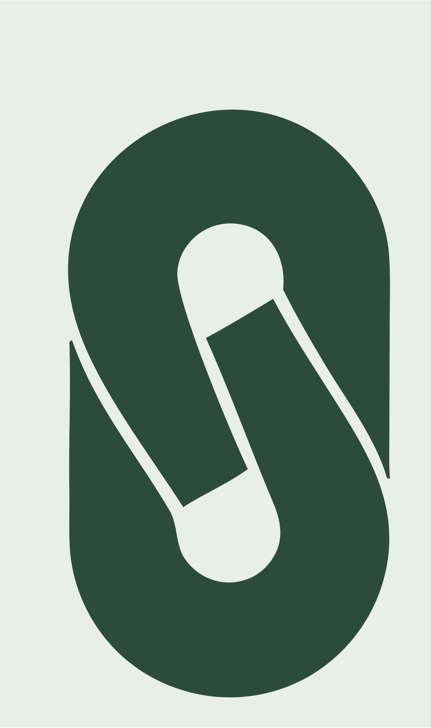 Negative Space Pretzel Pill Badge #e8efe9/#2d4a3e