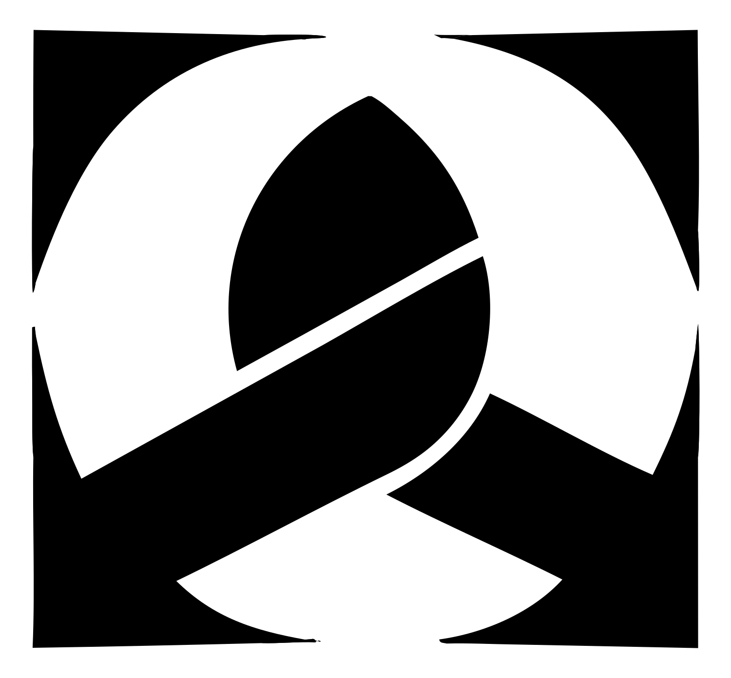 Negative Space Pretzel Square Icon #ffffff/#000000
