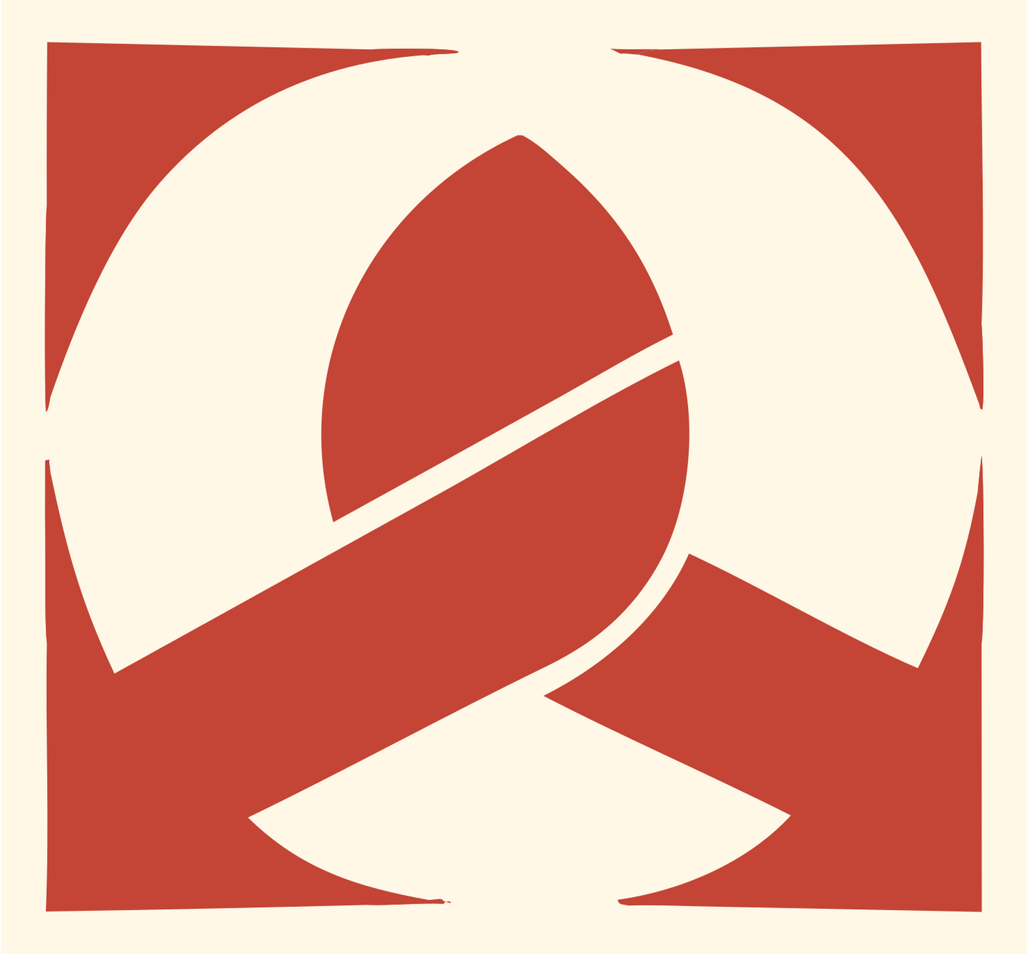 Negative Space Pretzel Square Icon #fff8e7/#c44536