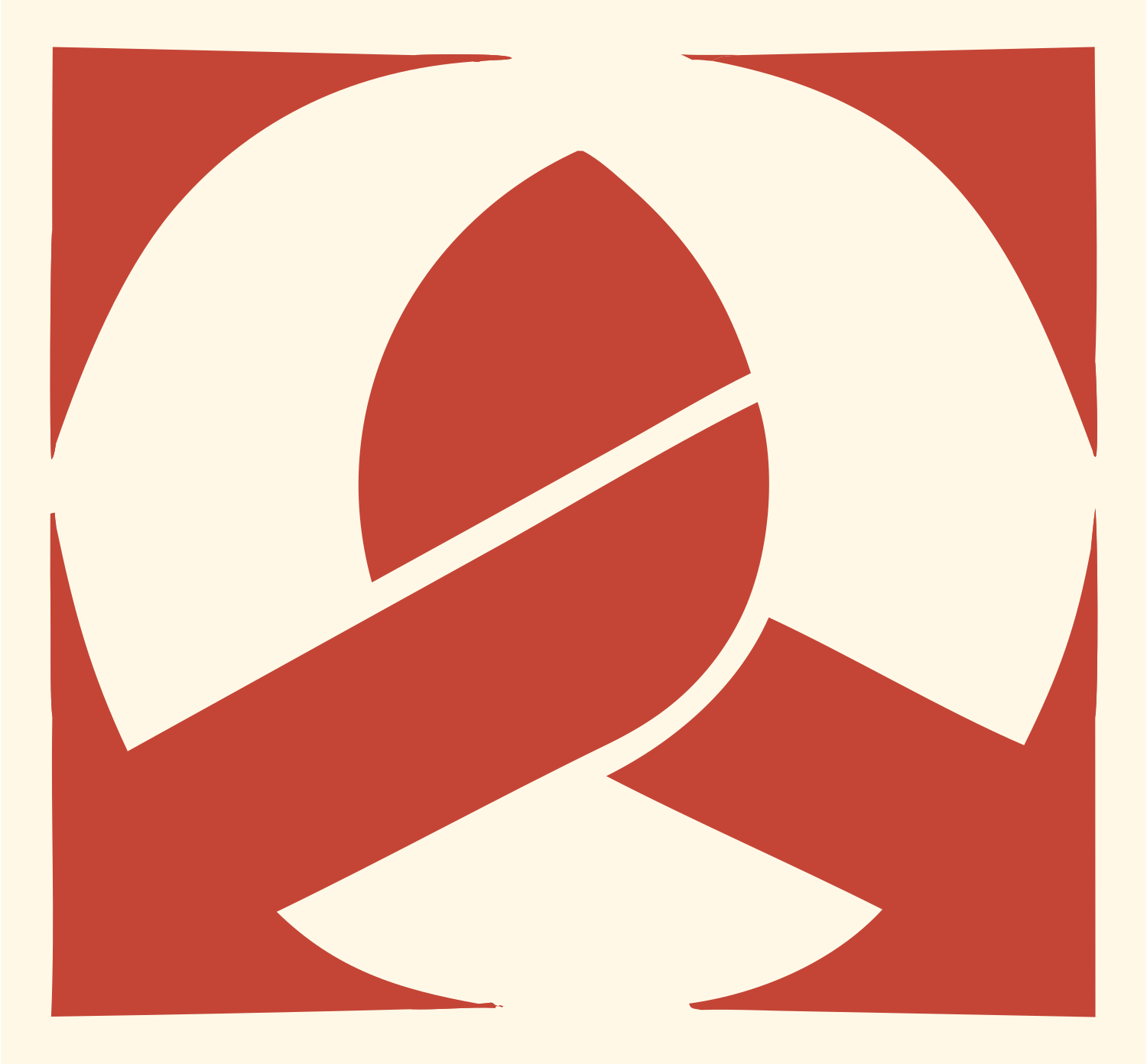 Negative Space Pretzel Square Icon #fff8e7/#c44536