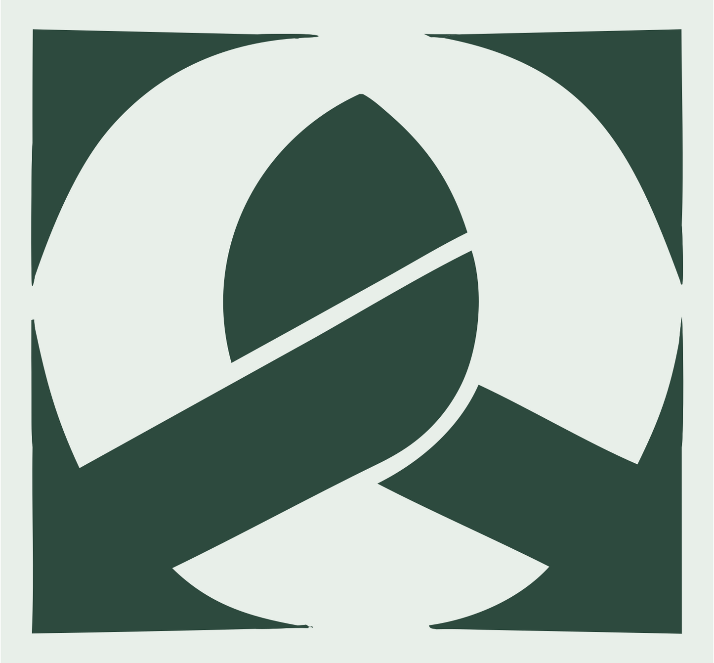 Negative Space Pretzel Square Icon #e8efe9/#2d4a3e
