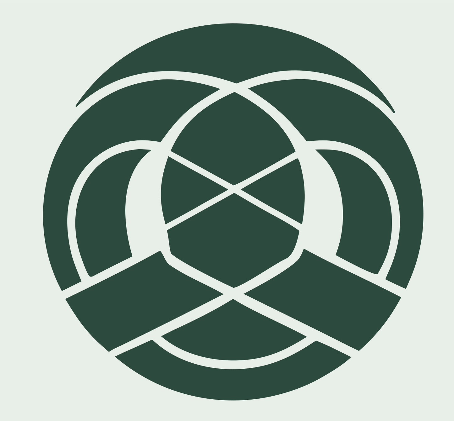 Pretzel Medallion Negative Space Crest #e8efe9/#2d4a3e
