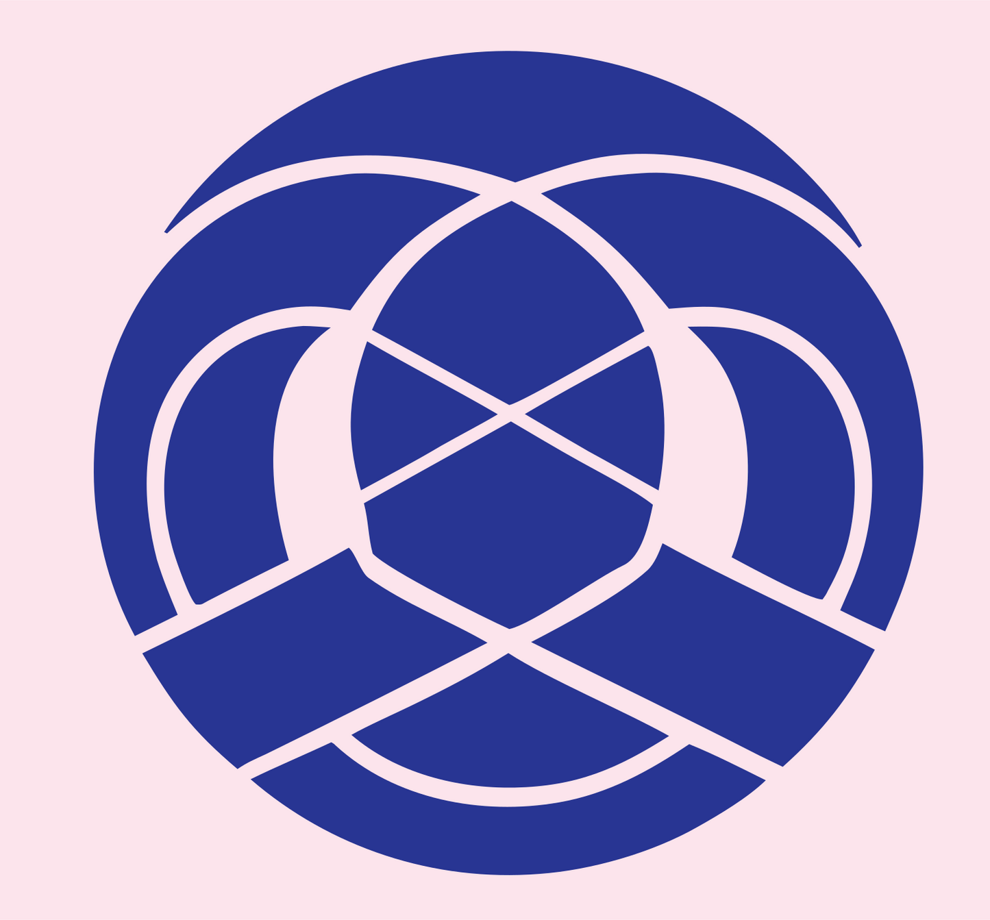 Pretzel Medallion Negative Space Crest #fce4ec/#283593