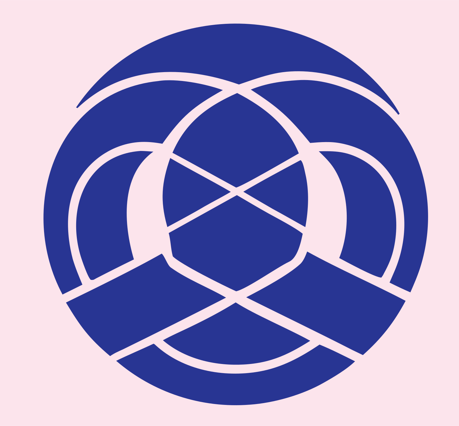 Pretzel Medallion Negative Space Crest #fce4ec/#283593