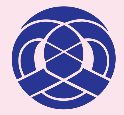 Pretzel Medallion Negative Space Crest #fce4ec/#283593