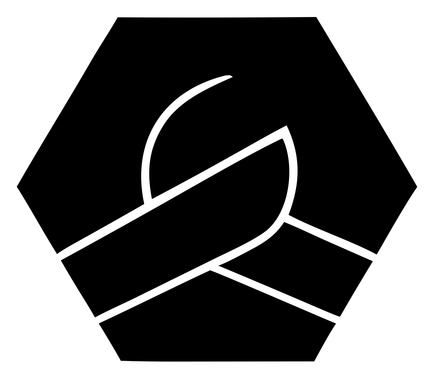 Hexagon Pretzel Negative Space Badge #ffffff/#000000