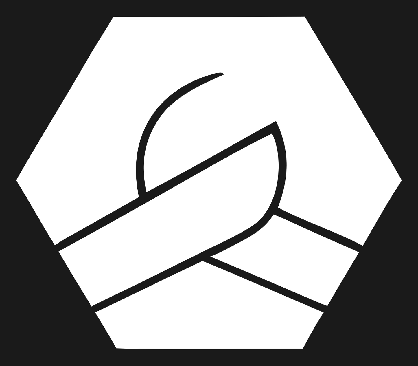 Hexagon Pretzel Negative Space Badge #1a1a1a/#ffffff