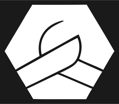 Hexagon Pretzel Negative Space Badge #1a1a1a/#ffffff
