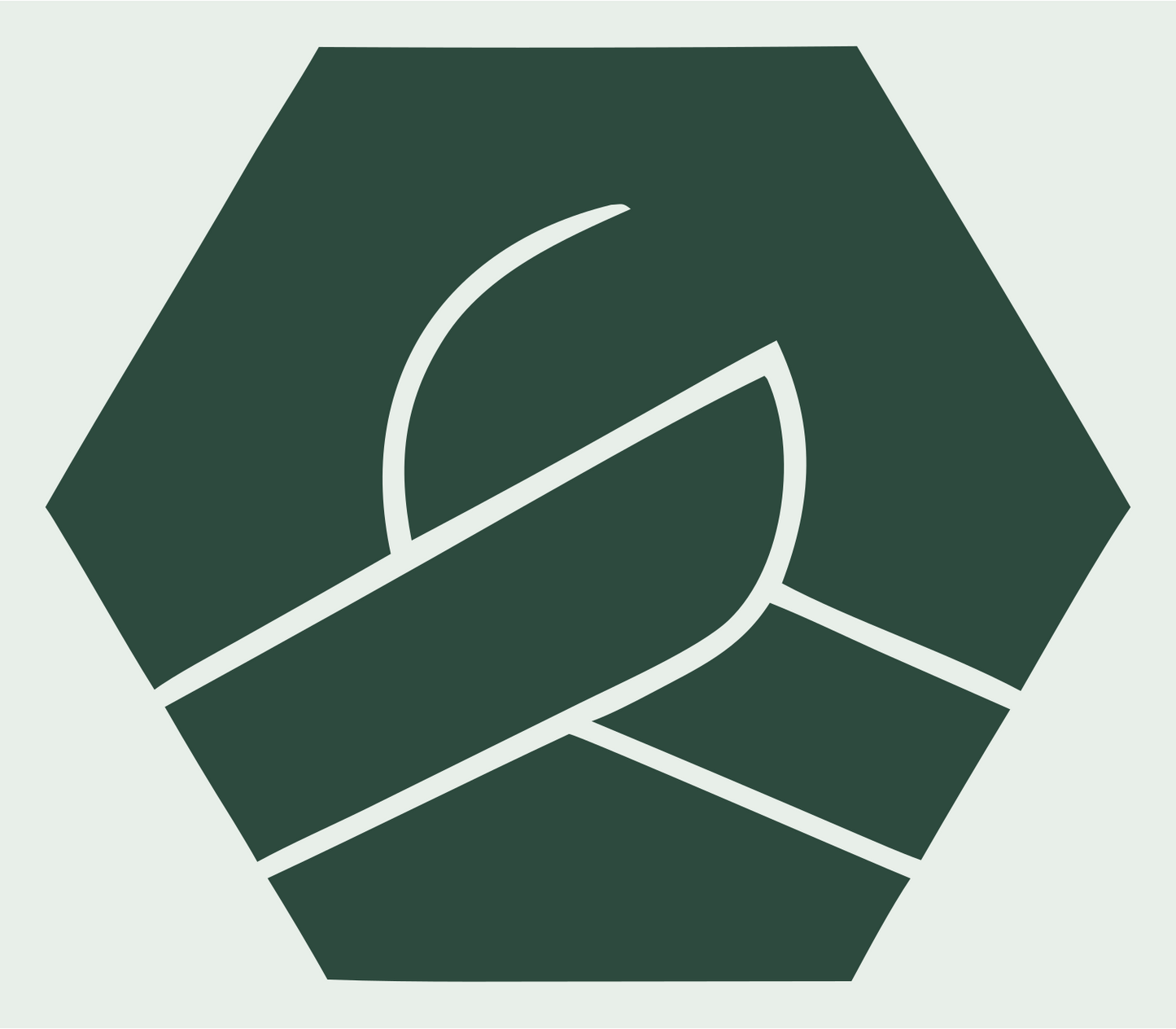 Hexagon Pretzel Negative Space Badge #e8efe9/#2d4a3e