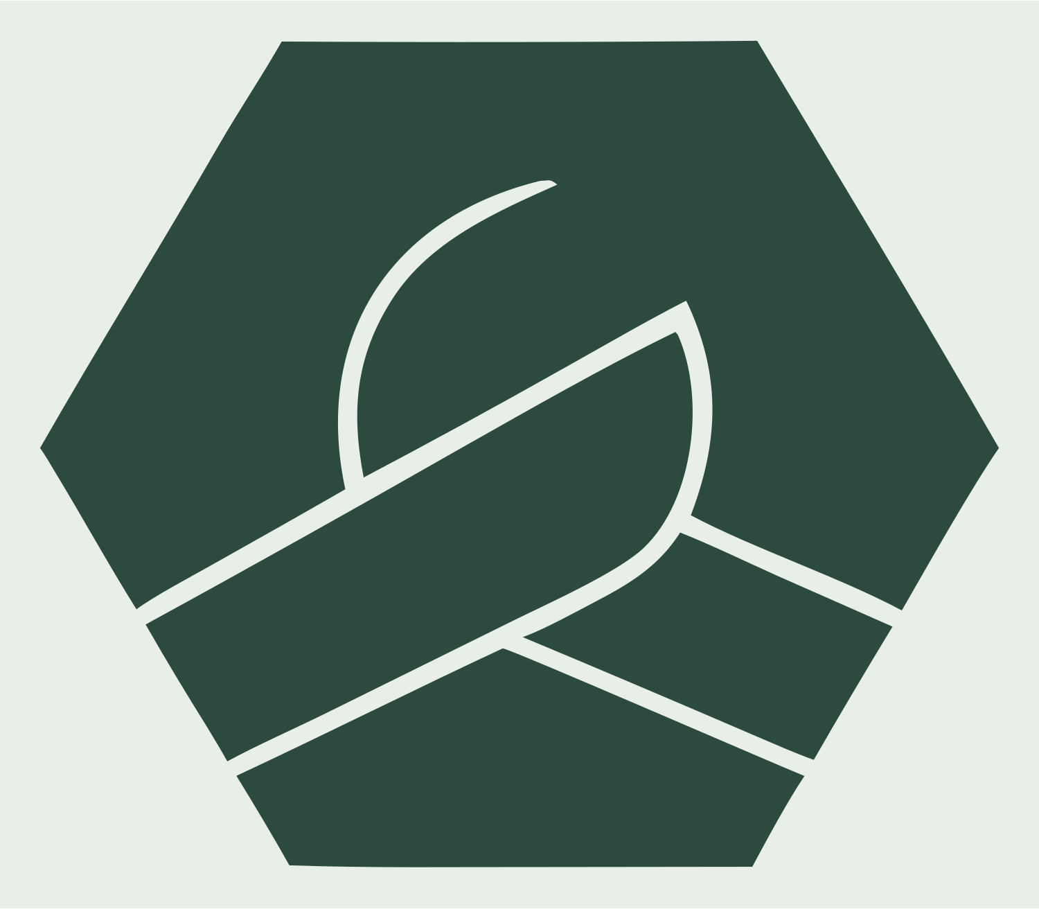 Hexagon Pretzel Negative Space Badge #e8efe9/#2d4a3e
