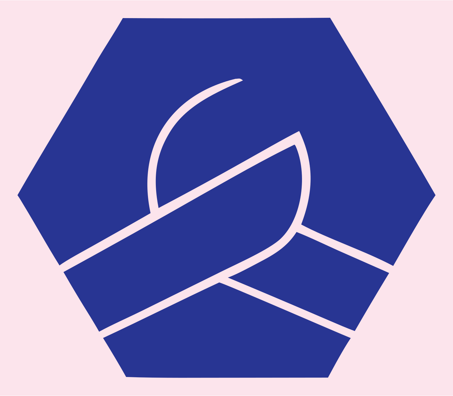 Hexagon Pretzel Negative Space Badge #fce4ec/#283593