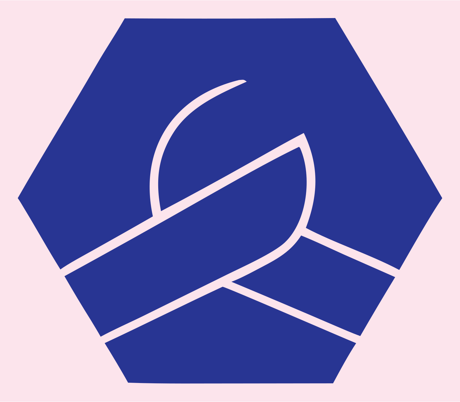 Hexagon Pretzel Negative Space Badge #fce4ec/#283593