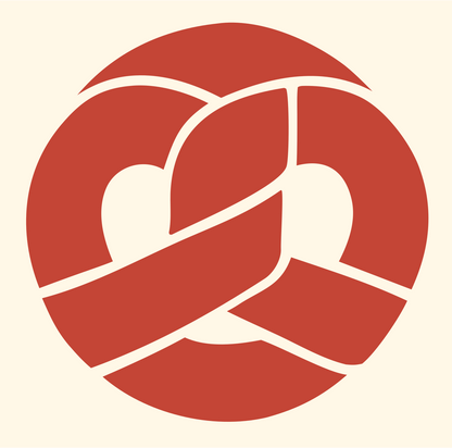 Pretzel Round Negative Space Icon #fff8e7/#c44536