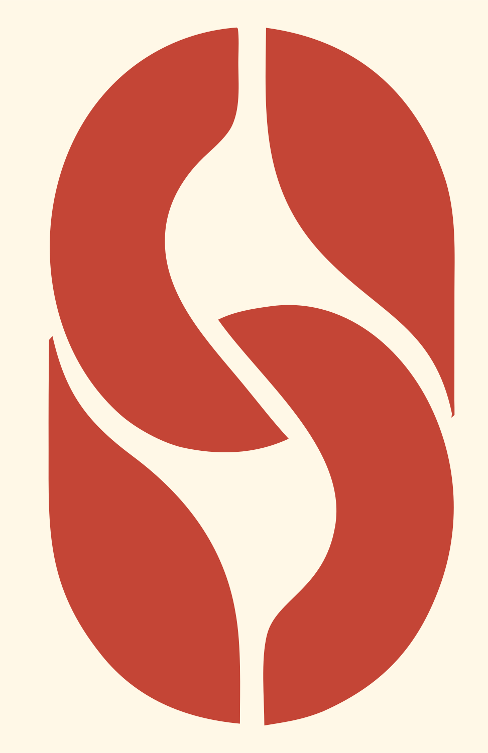 Negative Space Pretzel S Mark #fff8e7/#c44536
