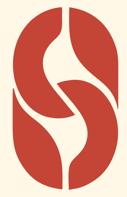 Negative Space Pretzel S Mark #fff8e7/#c44536