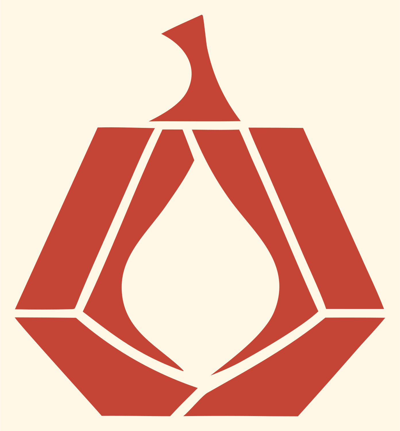 Geometric Pumpkin Faceted Badge #fff8e7/#c44536