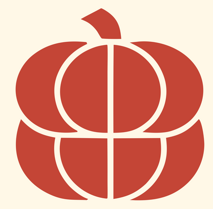 Geometric Pumpkin Grid Badge #fff8e7/#c44536
