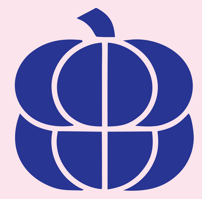 Geometric Pumpkin Grid Badge #fce4ec/#283593