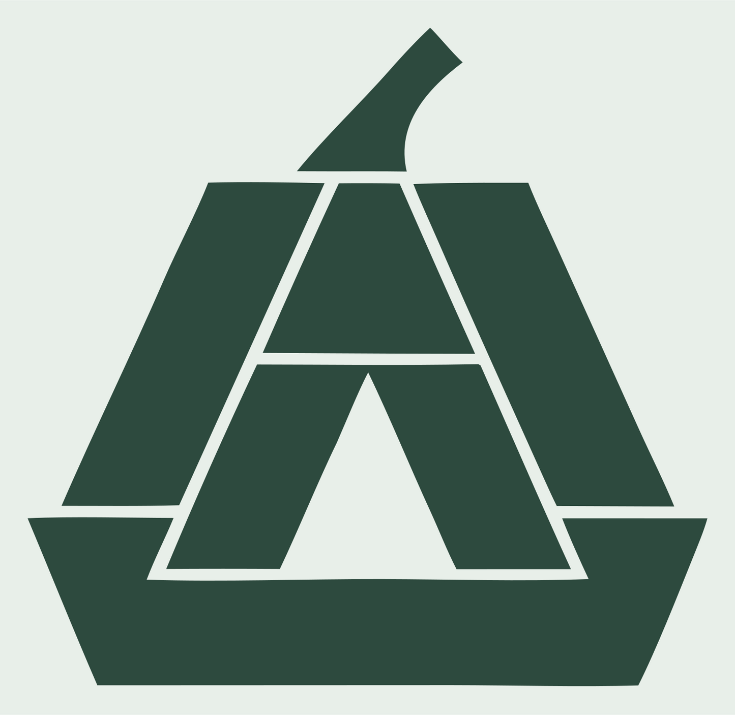 Geometric Pumpkin Letter Emblem #e8efe9/#2d4a3e